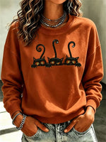Casual Cat Crew Neck Long Sleeve Sweatshirt