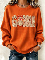 Casual Turkey Crew Neck Long Sleeve Sweatshirt