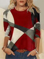 Casual Geometric Crew Neck Long Sleeve T-shirt
