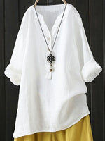 Standing Collar Solid Color Button Up Long Sleeve Top