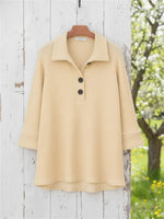 Women's Casual Button-up Long Sleeve Pullover Sweater