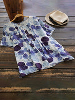 Short Sleeve Printed Crew Neck Casual Blouse