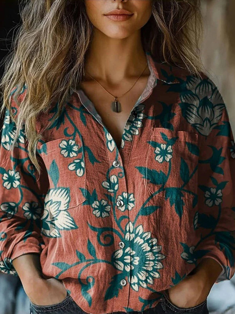 Vintage Floral Print Blouse