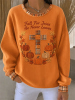 Casual Plaid Crew Neck Long Sleeve Sweatshirt