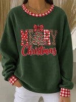 Casual Plaid Crew Neck Long Sleeve Sweatshirt