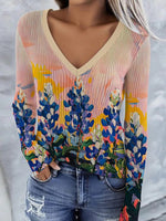 Elegant V-Neck Long Sleeve Sweater
