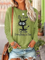 Green Casual Graphic Tops Round Neck Long Sleeve Character Printed Sweatshirts