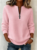 Casual Geometric Half Open Collar Long Sleeve Sweatshirt