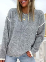 Grey Long Sleeve Round Neck Sweater