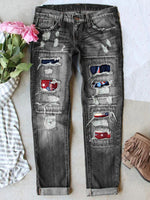 Stretch Ripped Frayed Raw Hem Distressed Jeans