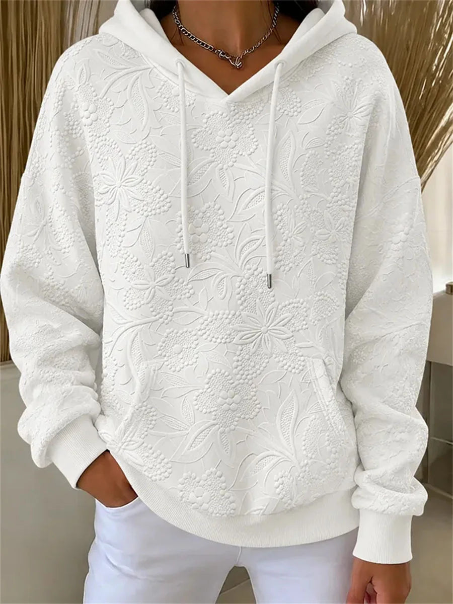 Casual Floral Long Sleeve Hoodie