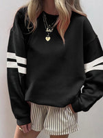 Unique Black Round Neck Long Sleeve Top