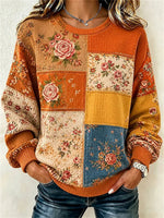 Casual Floral Crew Neck Long Sleeve Sweatshirt