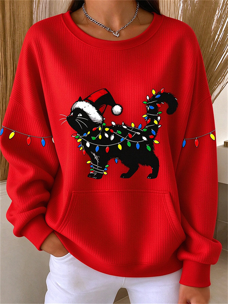 Casual Christmas Crew Neck Long Sleeve Sweatshirt