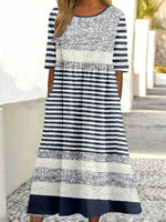 Casual Striped Round Neck Half Sleeve Dress