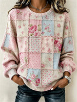 Casual Floral Crew Neck Long Sleeve Sweatshirt
