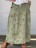 Retro Floral Printed Art Pocket Skirt