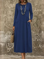 Women's Cozy Round Neck Long Sleeve Dress