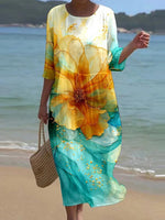 Watercolor Splash Fluid Art Print Flowy Dress