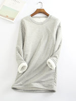Solid Color Round Neck Long Sleeve Warm T-shirt