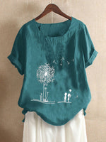 Floral Print Round Neck Short Sleeve T-shirt