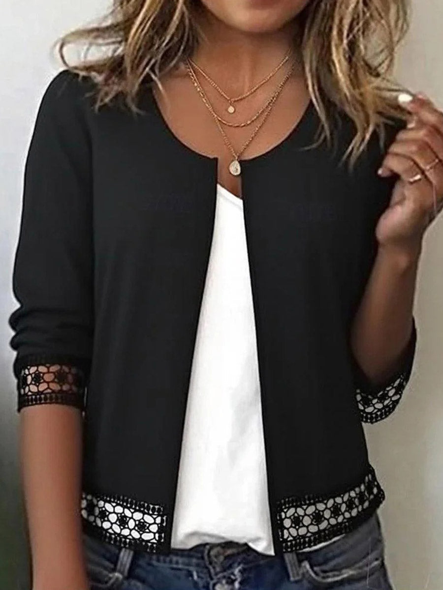 Classy Long Sleeve Black Outerwear