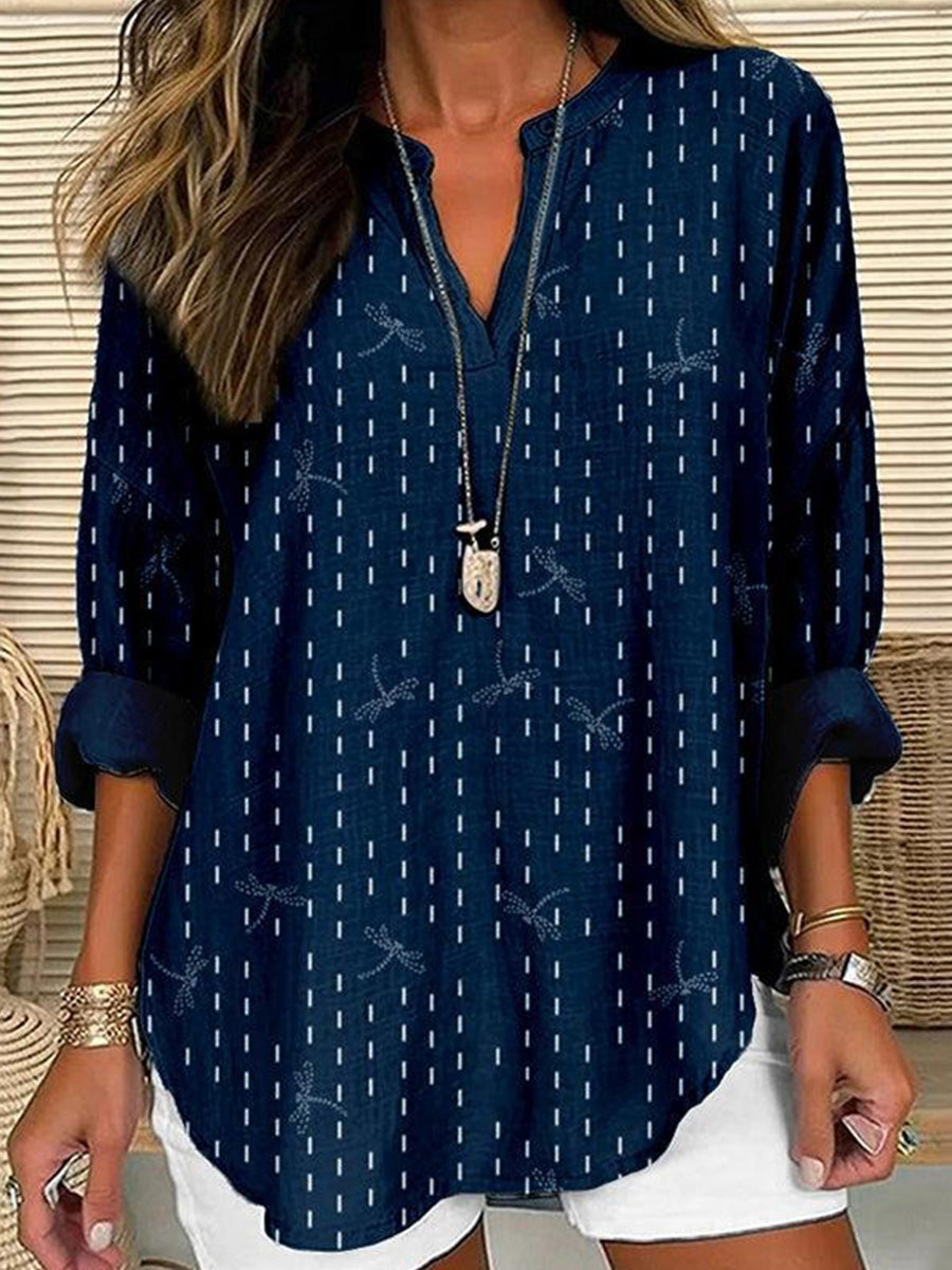 Elegant Long Sleeve V-Neck Top