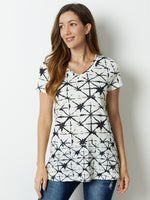 Geometric Casual V-neck Short Sleeve T-shirt