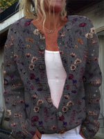 Floral Print Buttoned Long Sleeve Cardigan