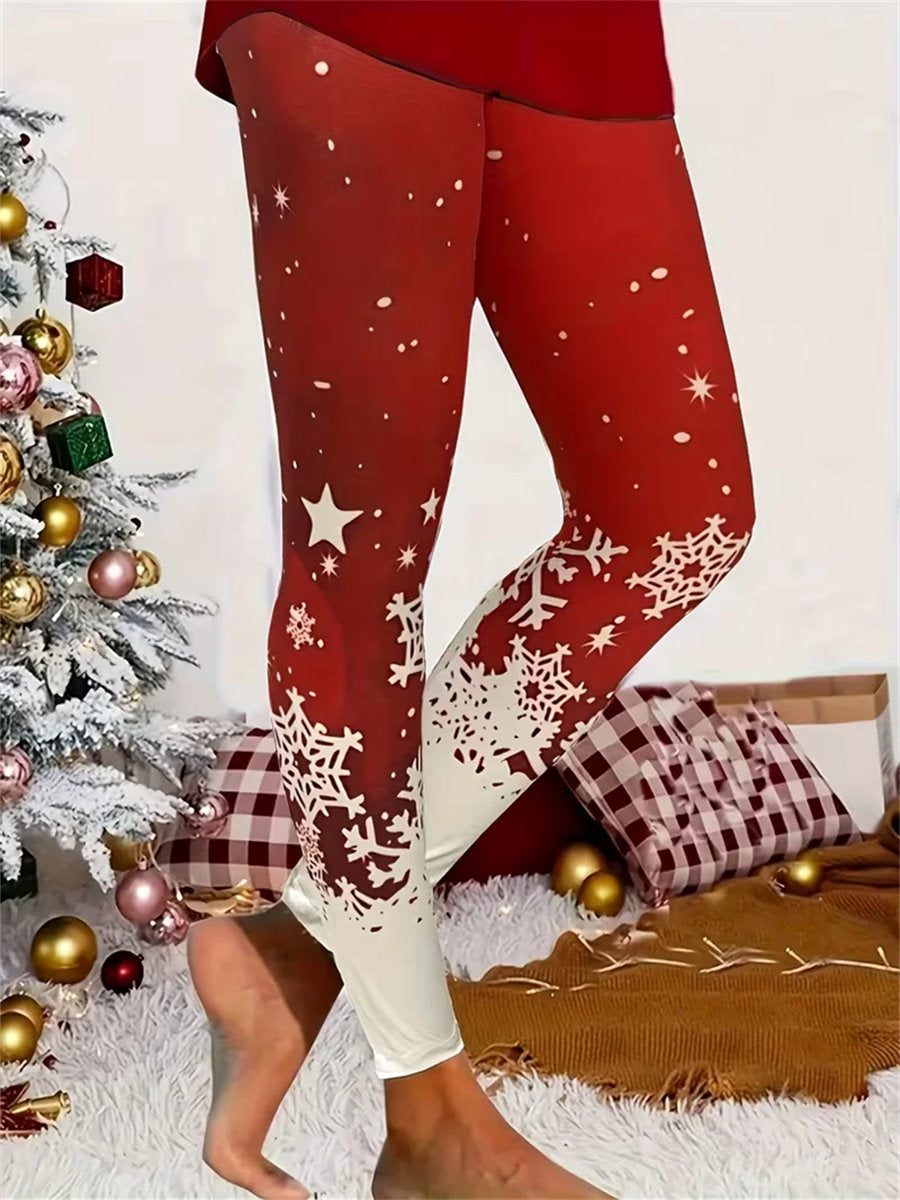 Women Snowflake Casual All Season Long Leggings