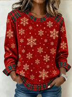 Casual Plaid Crew Neck Long Sleeve Sweatshirt