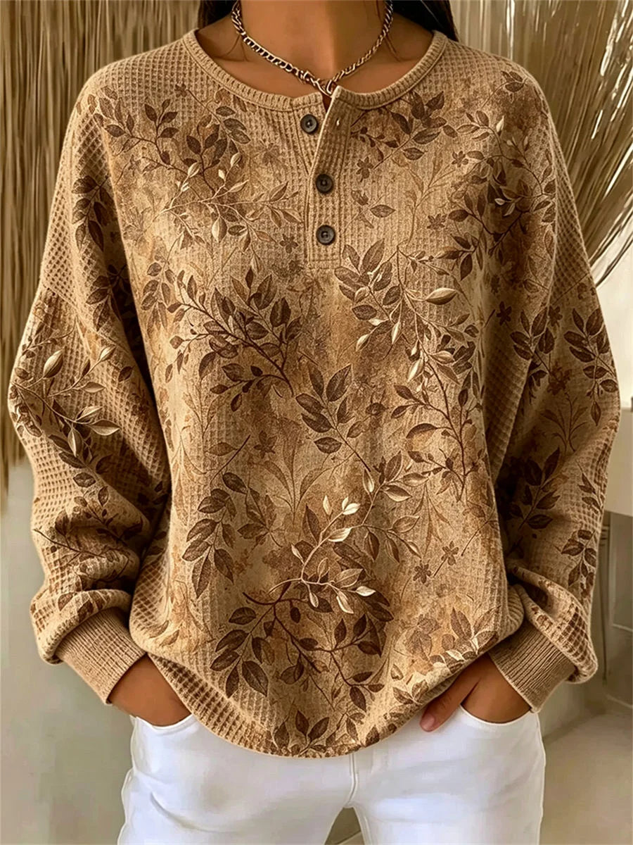 Casual Floral Crew Neck Long Sleeve Sweatshirt