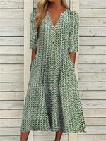 Vacation Cotton Half Sleeve Midi Dress