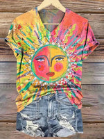 Showy V-neck Short Sleeve Top