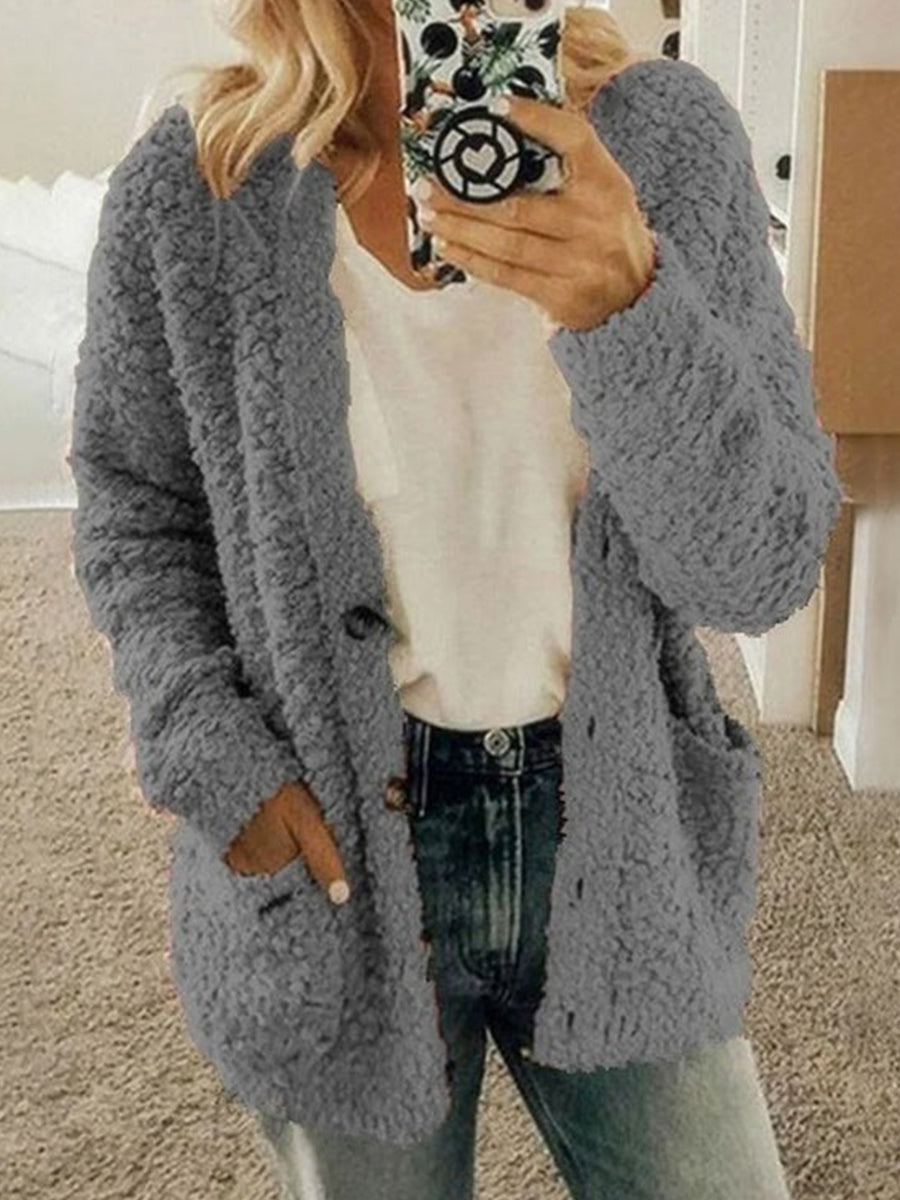Grey Plain Long Sleeve Cardigan