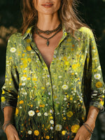 Women's Floral Print Casual Long Sleeve Shirt