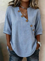 Vintage Striped Half Sleeve Blouse