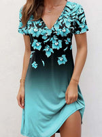 Blue Vintage Floral Print Dress