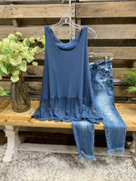 Solid Lace Casual Round Neck Sleeveless Blouse