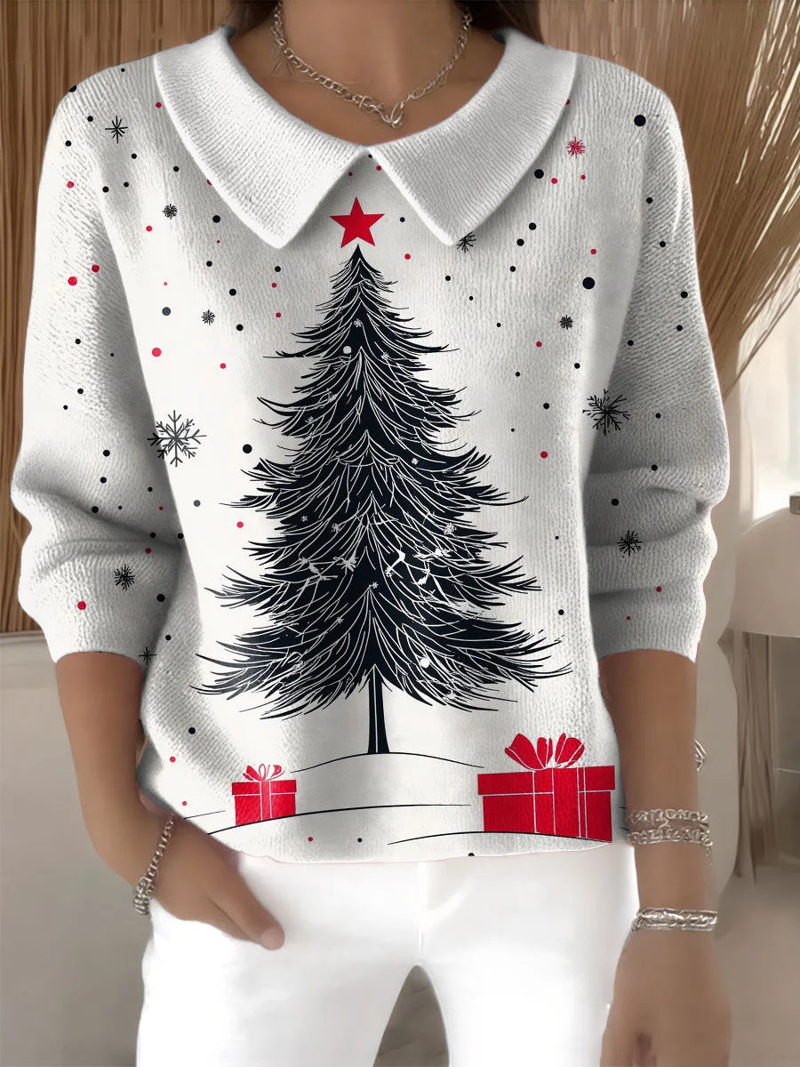Women's Christmas Tree Gifts Casual Print Long Sleeve Sweater