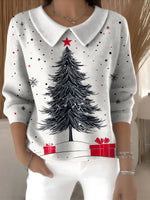 Women's Christmas Tree Gifts Casual Print Long Sleeve Sweater