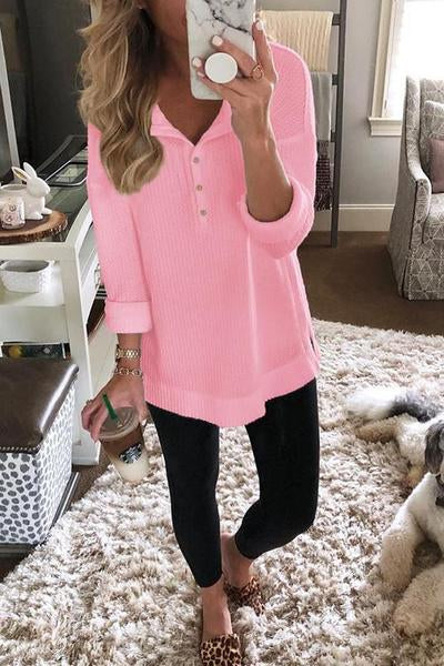 Women's Button Front Long Sleeve Casual Top