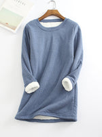 Solid Color Round Neck Long Sleeve Warm T-shirt