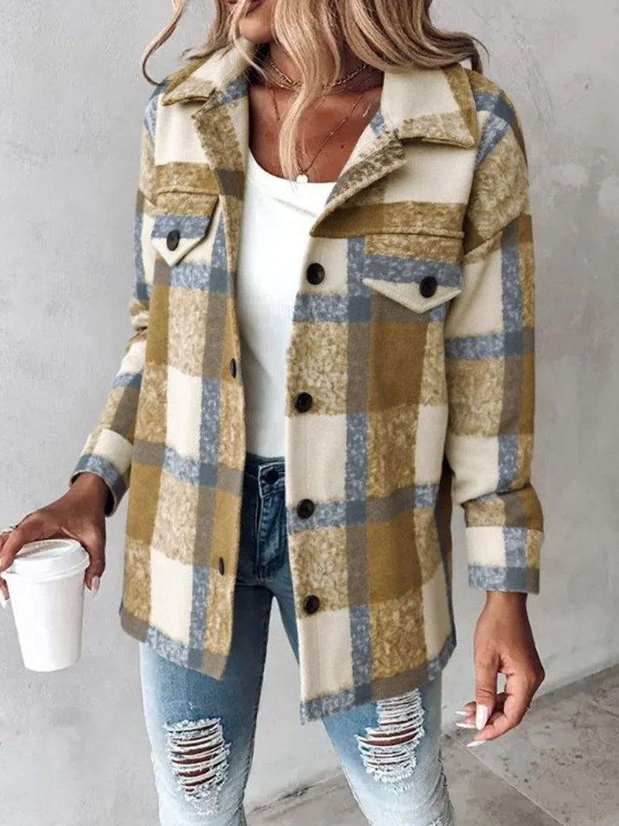 Vintage Long Sleeve PlaidOuterwear