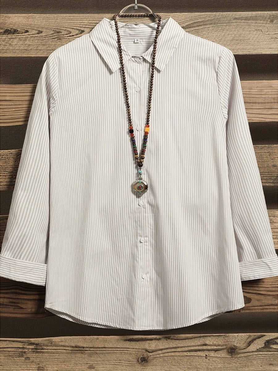 Stripe Buttons Casual Collared Shirt