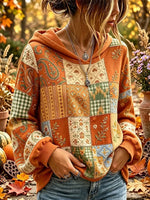 Casual Floral Long Sleeve Hoodie
