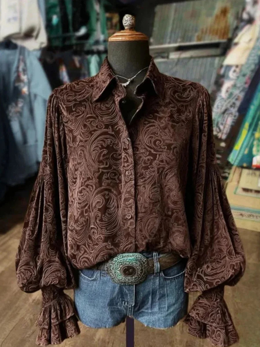 Vintage Casual Long Sleeve Blouse