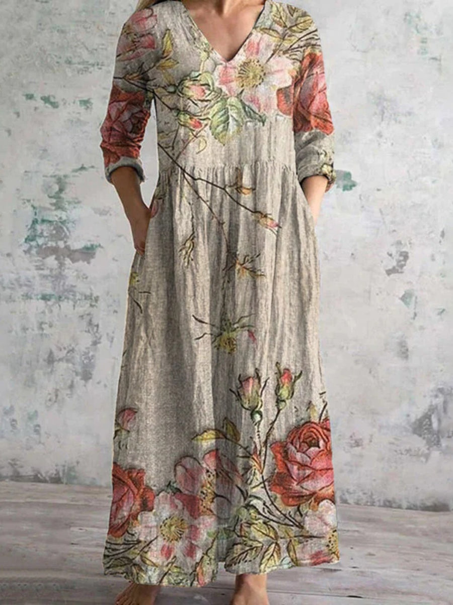 Vintage Floral Print Dress