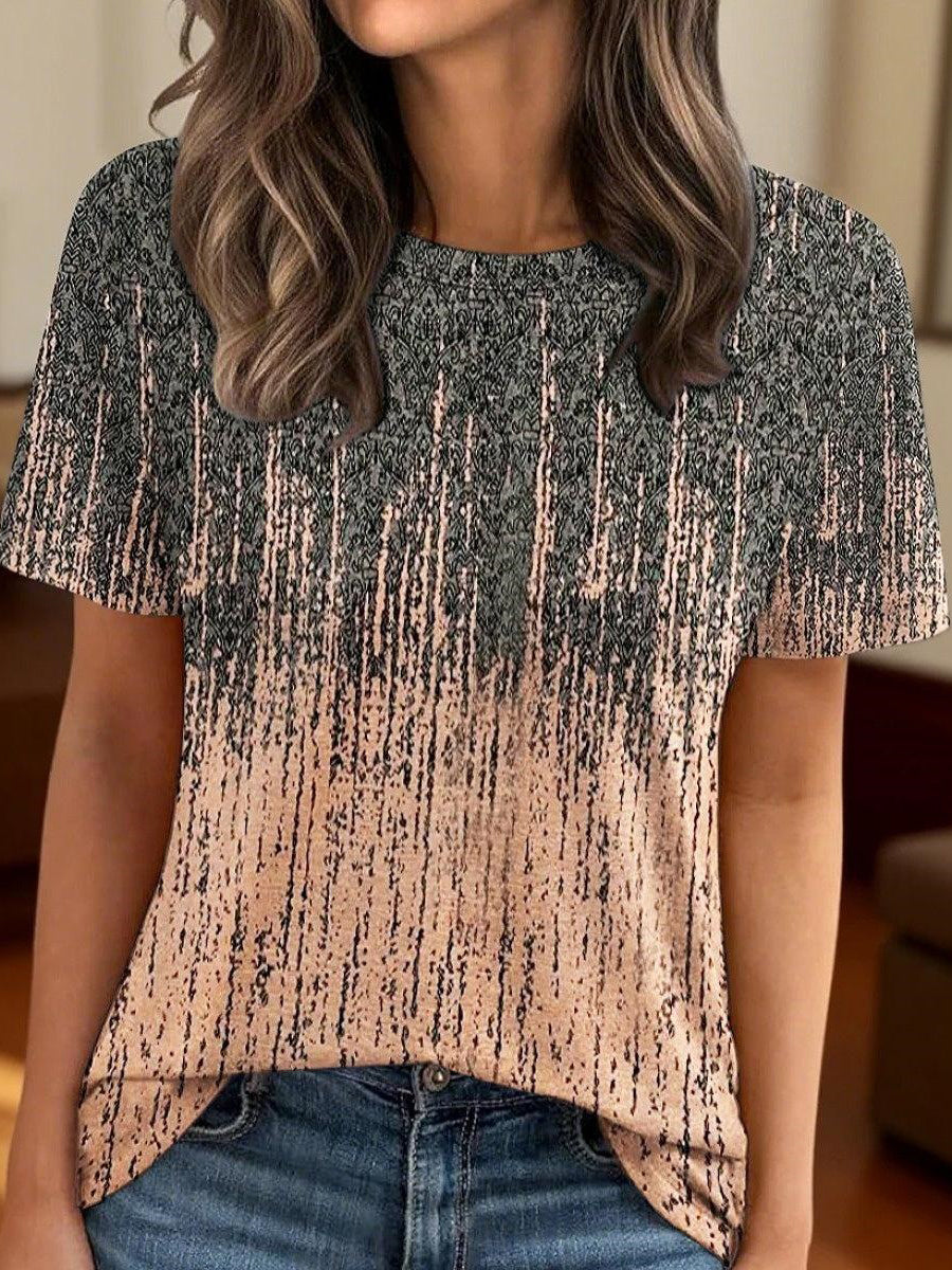 Retro Round Neck Short Sleeve Top