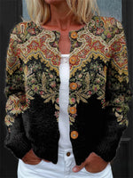 Women Geometric Long Sleeve Comfy Vintage Cardigan